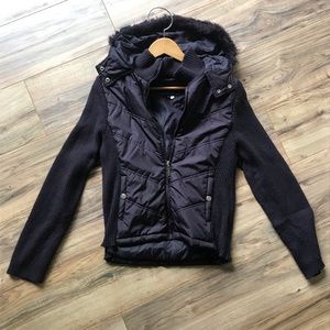 Purple zip up fuzzy hood jacket Ashley